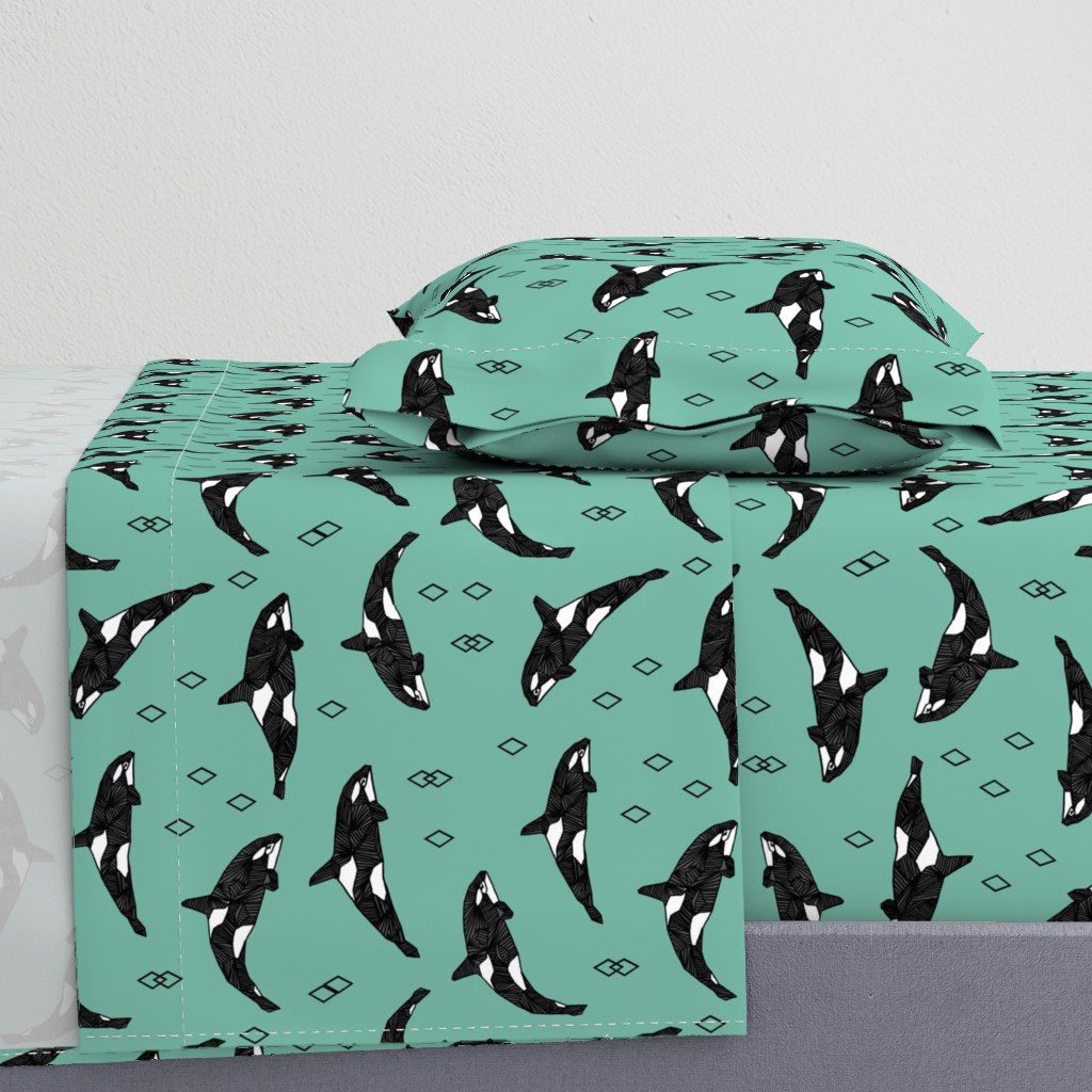 orca whale // ocean nautical whales animals green 