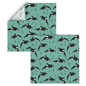 orca whale // ocean nautical whales animals green 