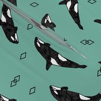 orca whale // ocean nautical whales animals green 