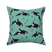 orca whale // ocean nautical whales animals green 