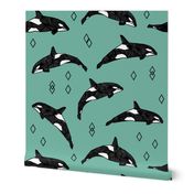 orca whale // ocean nautical whales animals green 