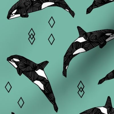 orca whale // ocean nautical whales animals green 