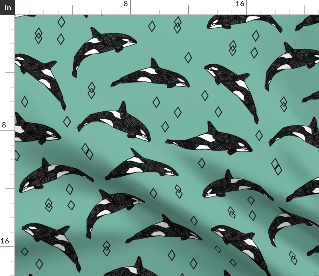 orca whale // ocean nautical whales animals green 