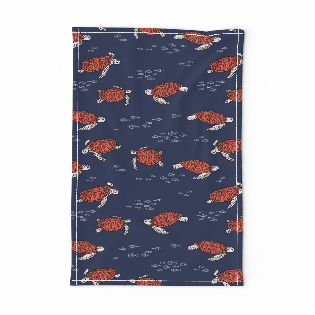 sea turtles //  ocean nautical blue and red fish kids summer