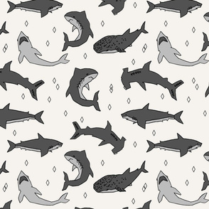 sharks // off-white shark fabric shark design sharks fabric for kids room shark decor boys room sharks shark week pattern shark week print andrea lauren