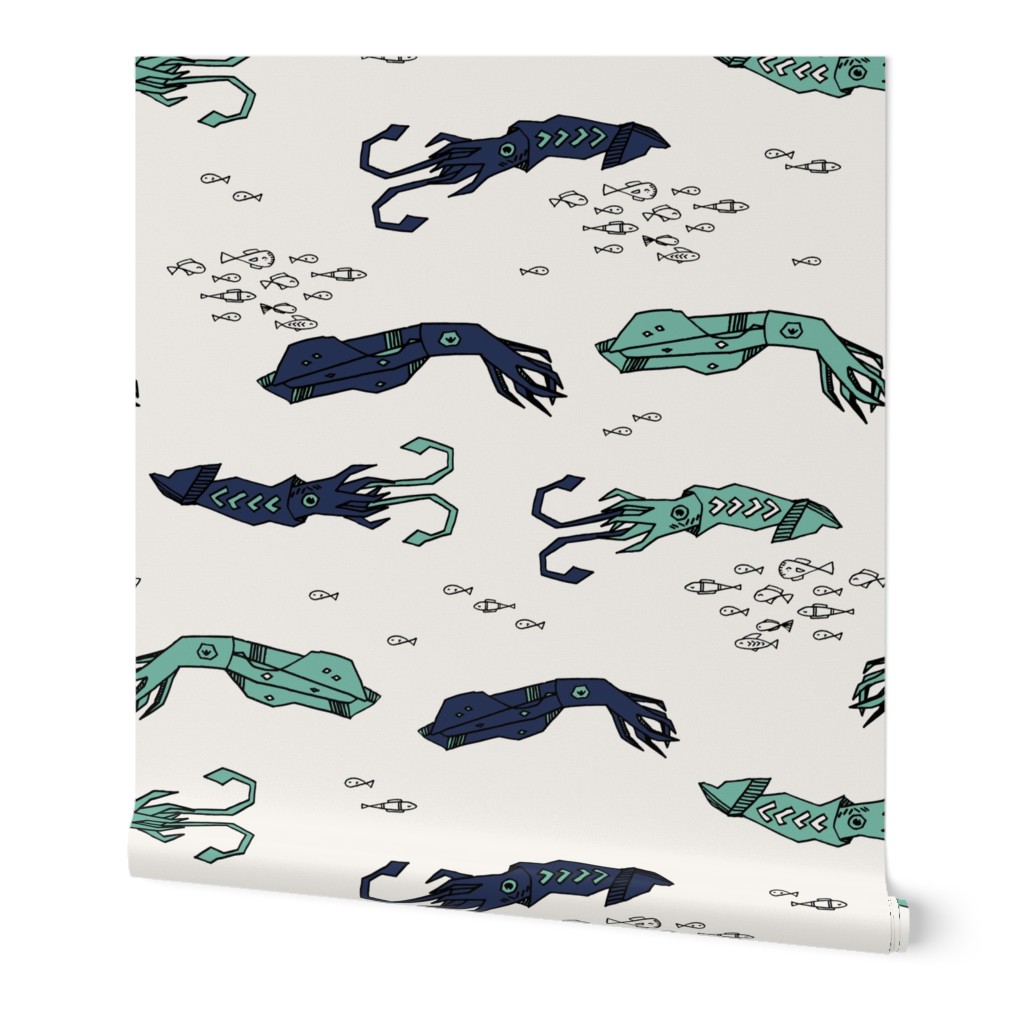 squid // ocean nautical summer kids animals blue fish