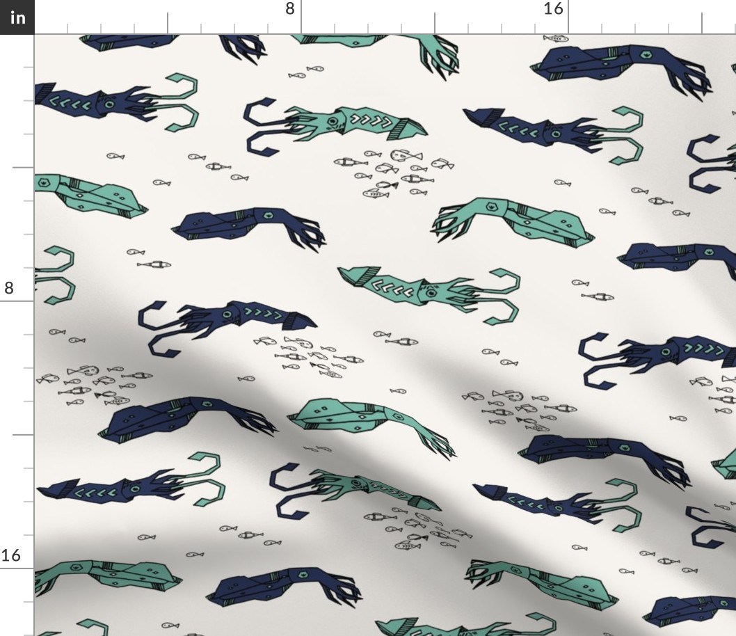 squid // ocean nautical summer kids animals blue fish