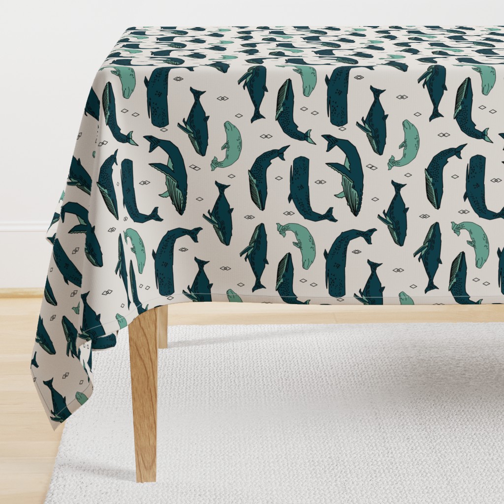 whale // whales ocean nautical green summer kids baby animals