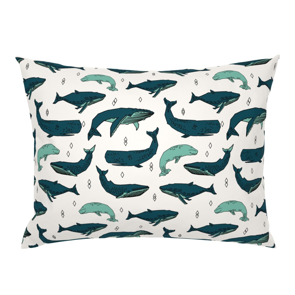 whale // whales ocean nautical green summer kids baby animals