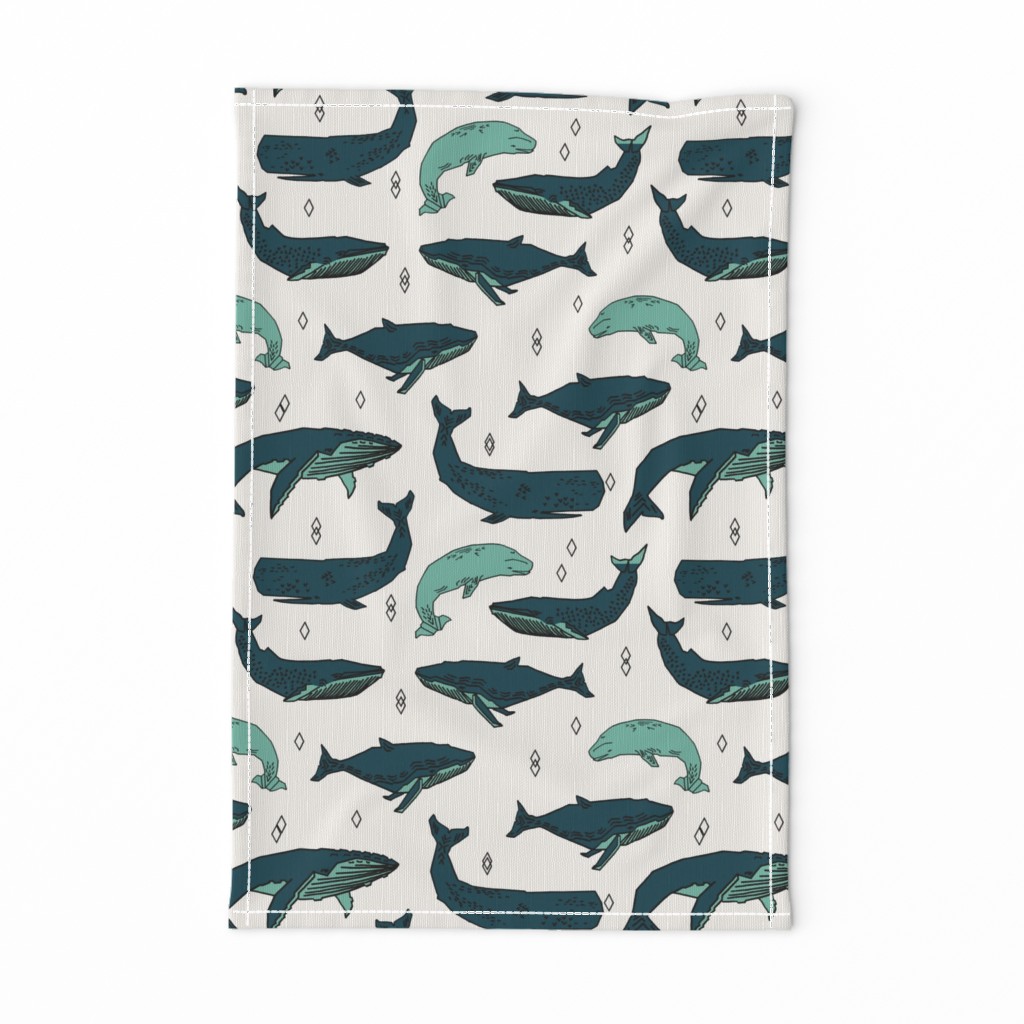 whale // whales ocean nautical green summer kids baby animals