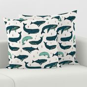 whale // whales ocean nautical green summer kids baby animals