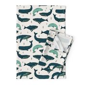 whale // whales ocean nautical green summer kids baby animals