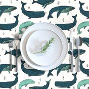 whale // whales ocean nautical green summer kids baby animals