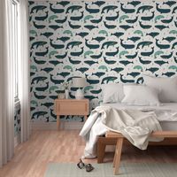 whale // whales ocean nautical green summer kids baby animals