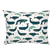 whale // whales ocean nautical green summer kids baby animals