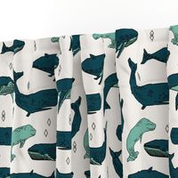 whale // whales ocean nautical green summer kids baby animals