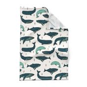 whale // whales ocean nautical green summer kids baby animals