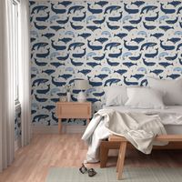 whales // ocean nautical animals kids blue 