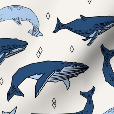 whales // ocean nautical animals kids blue 