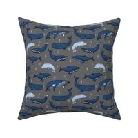 whales // charcoal and blue kids ocean nautical animals