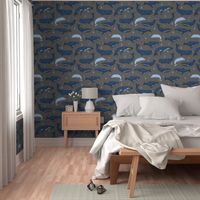 whales // charcoal and blue kids ocean nautical animals