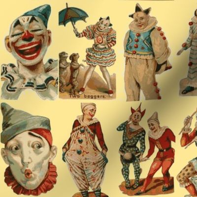 vintage circus clowns on cream background