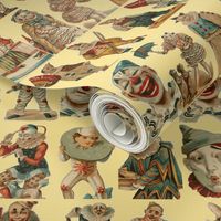 vintage circus clowns on cream background