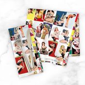 retro vintage pin-up girls on white