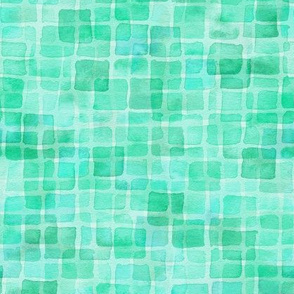 double watercolor squares in teal green