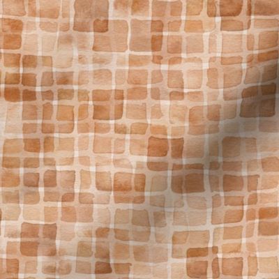 double watercolor squares - brown leaves