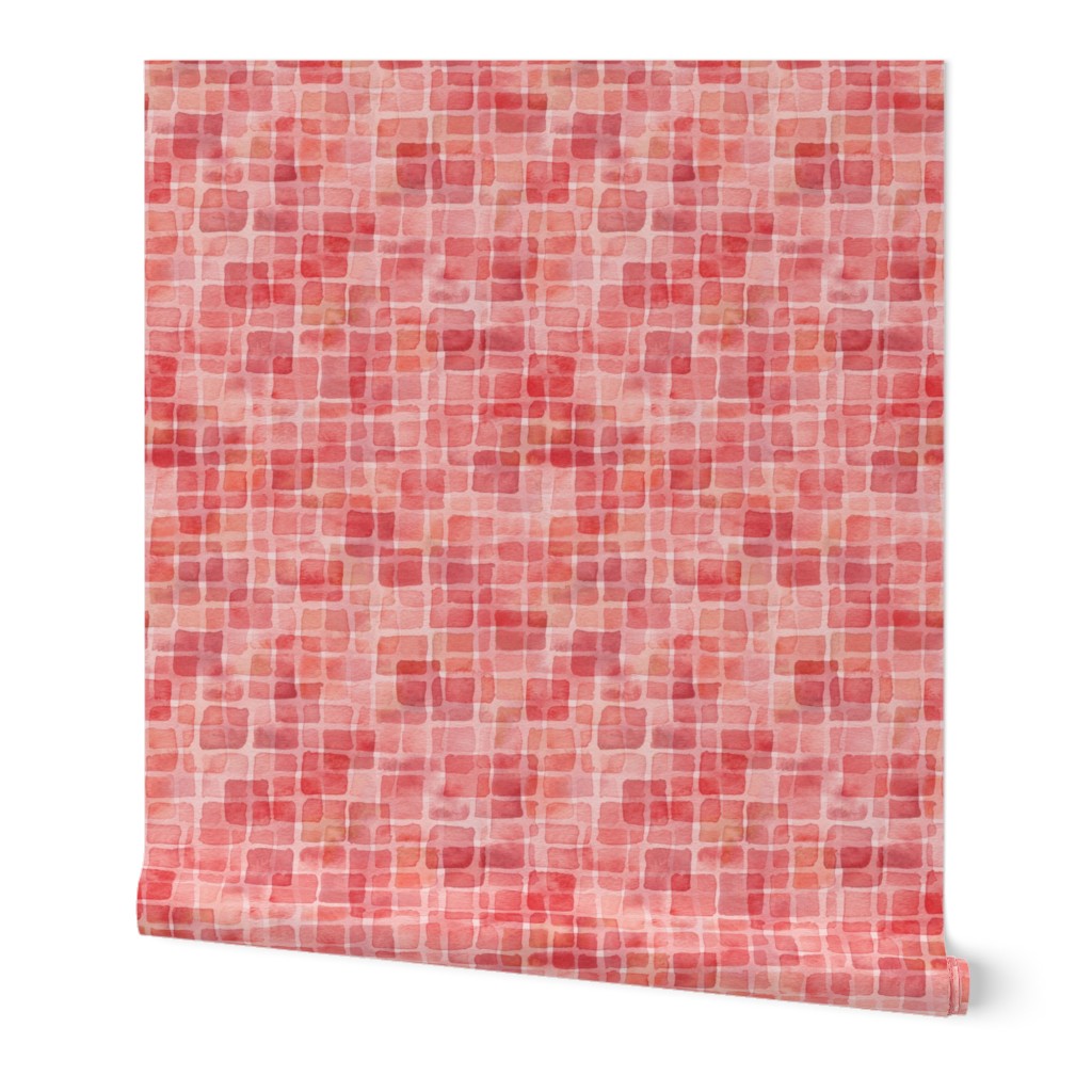 double watercolor squares in maple red