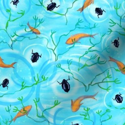 Whirligig Beetles and Goldfish