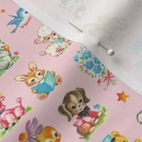 Best Baby animals pink! poodle dog duck deer giraffe donkey rabbit skunk squirl bluebird elephant teddy bear nursery 