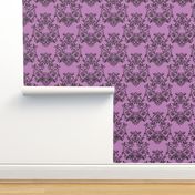 Sugar Skull Sphynx Cat Damask Purple 