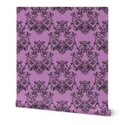 Sugar Skull Sphynx Cat Damask Purple 