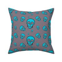 Skulls-Turquoise on Gray 