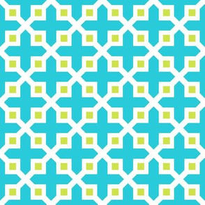 Cross Section Pattern Turquoise and Lime Green