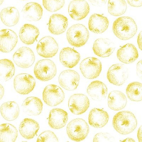 sketched apples in gold on white