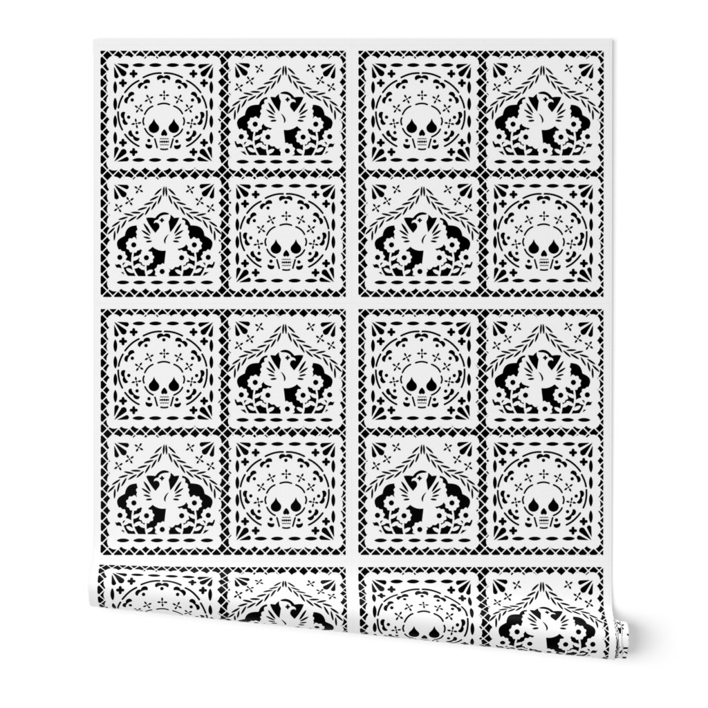 Papel Picado white on black ground