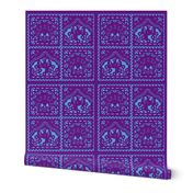 Papel Picado purple on blue ground