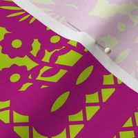 Papel Picado pink on lime ground