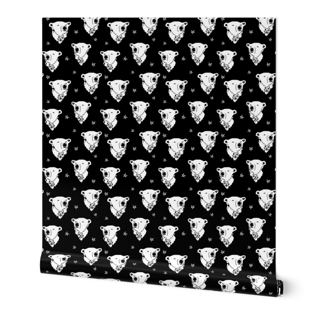 polar bear // black and white scandi nursery bear cute fabric for kids  polar bears