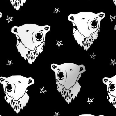 polar bear // black and white scandi nursery bear cute fabric for kids  polar bears