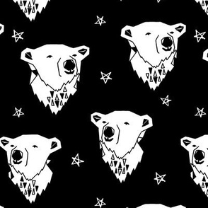 polar bear // black and white scandi nursery bear cute fabric for kids  polar bears