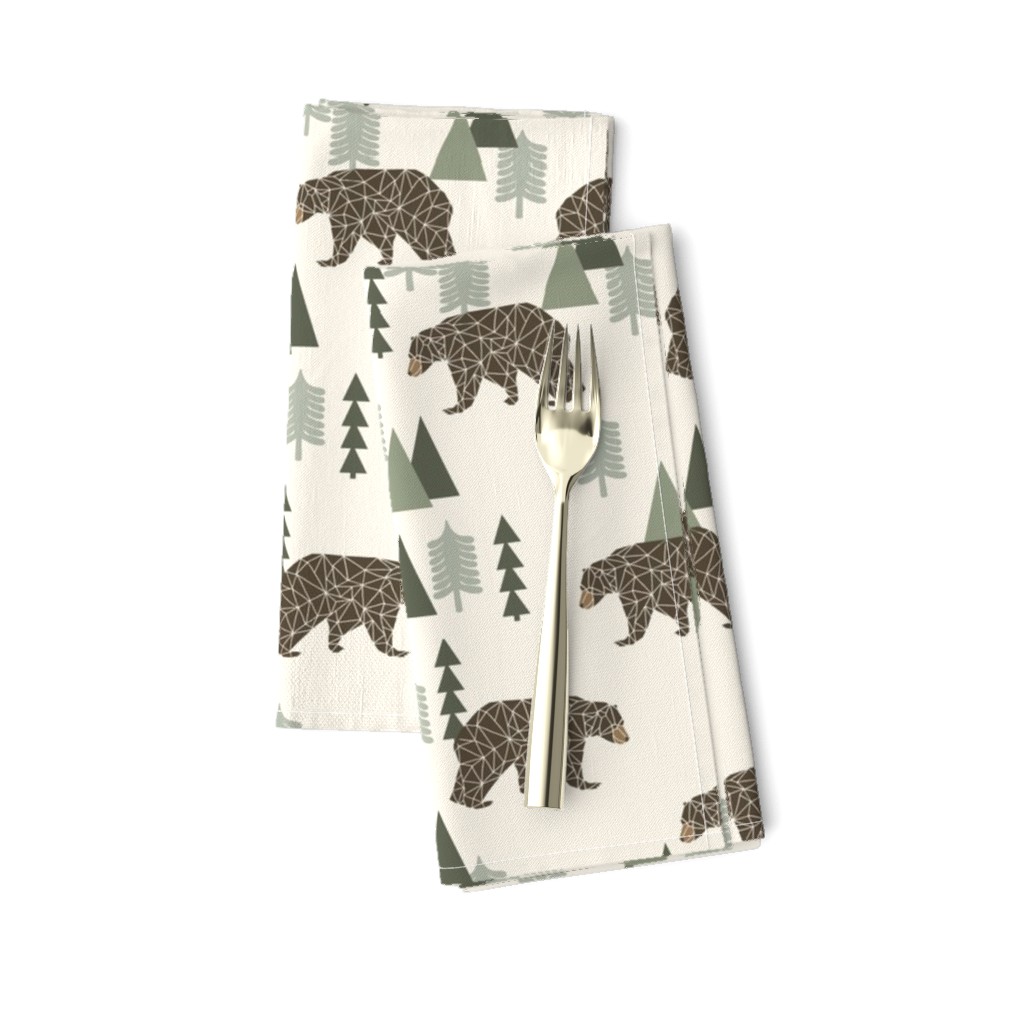 bear // camping geometric trees woodland forest boys outdoors green illustration for boys room