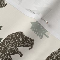 bear // camping geometric trees woodland forest boys outdoors green illustration for boys room