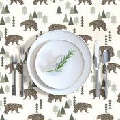 bear // camping geometric trees woodland forest boys outdoors green illustration for boys room