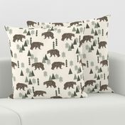 bear // camping geometric trees woodland forest boys outdoors green illustration for boys room