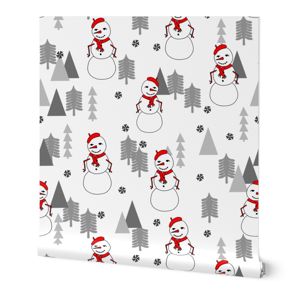 Snowman - White Background by Andrea Lauren