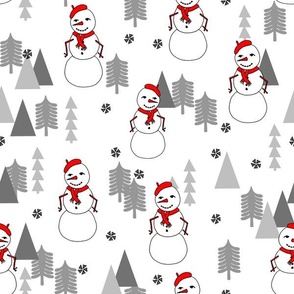 Snowman - White Background by Andrea Lauren